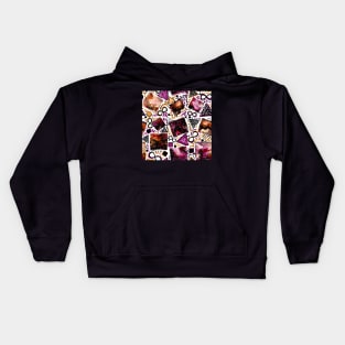 Watercolor Squares with Outer Space, Black Triangles and Little Dots Kids Hoodie